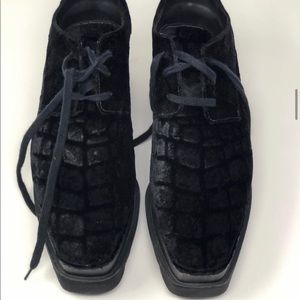 Stella Mccartney Black Velvet Elyse Derby Platforms size 38